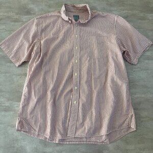 Jos A Bank Striped 100% Cotton Button Down Short Sleeve Shirt Mens XL